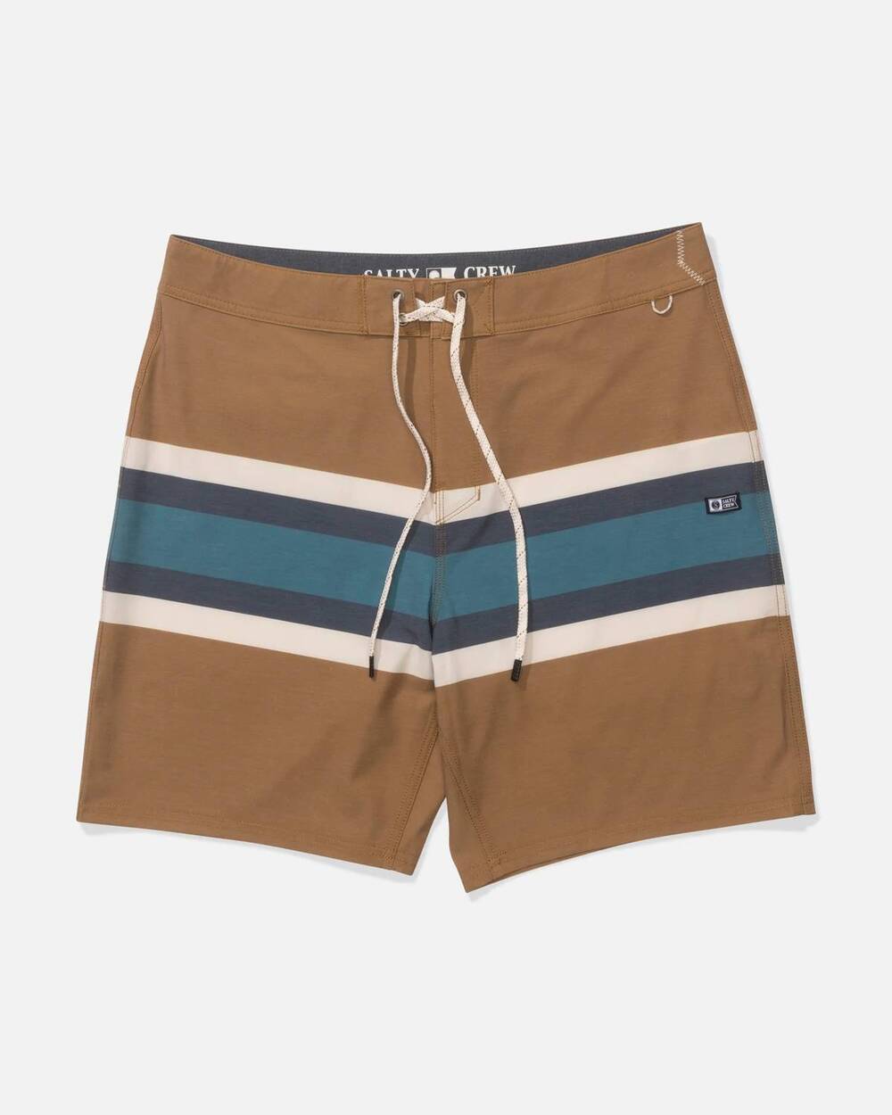 NEW SALTY CREW men's crew stripe boardshort in bronze brown